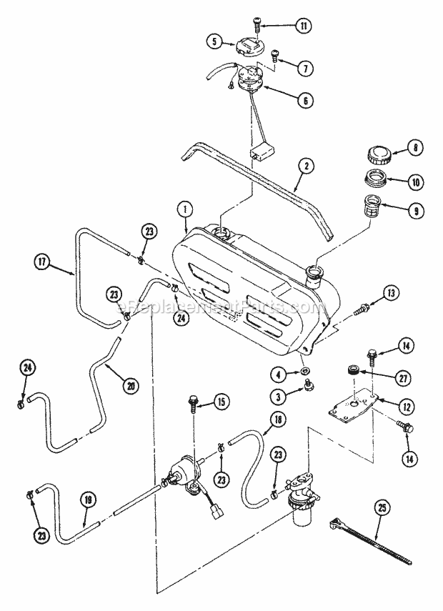 Fuel Line (Part 2) Diagram and Parts List for 544-434D100, 545-434D100, 546-434D100 Cub Cadet Lawn Tractor